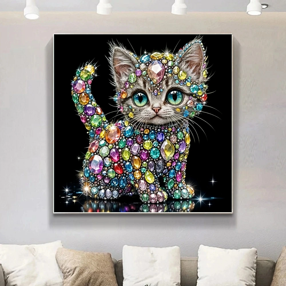 

Animal Cat Embroidery DIY 5D Diamond Painting Kit Mosaic Cross Stitch Flower Kitten Art and Handicrafts Home Decor Unique Gifts