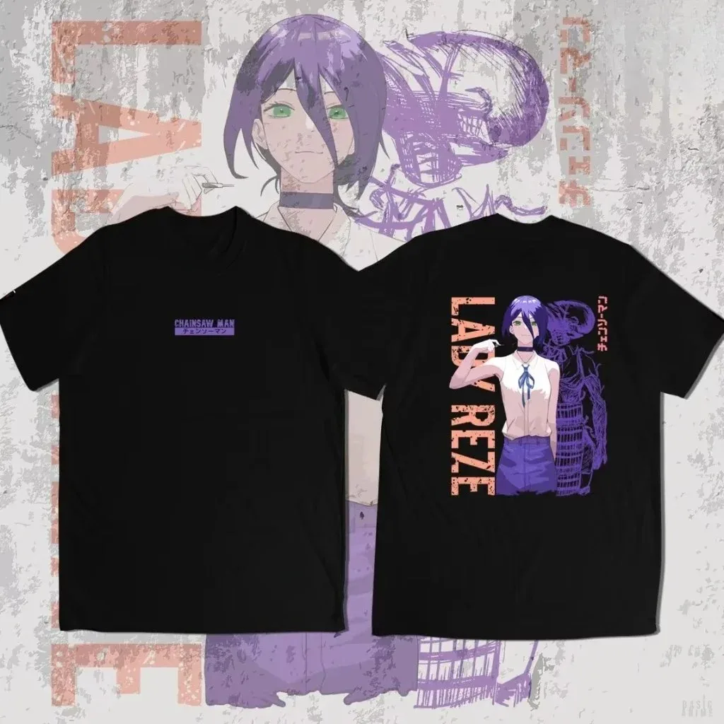 

Chainsaw Man Reze Hot Anime Cotton Pattern Printed T-shirt Vintage Unisex Trendy Clothing Oversize Clothes Harajuku Y2k Tee Top