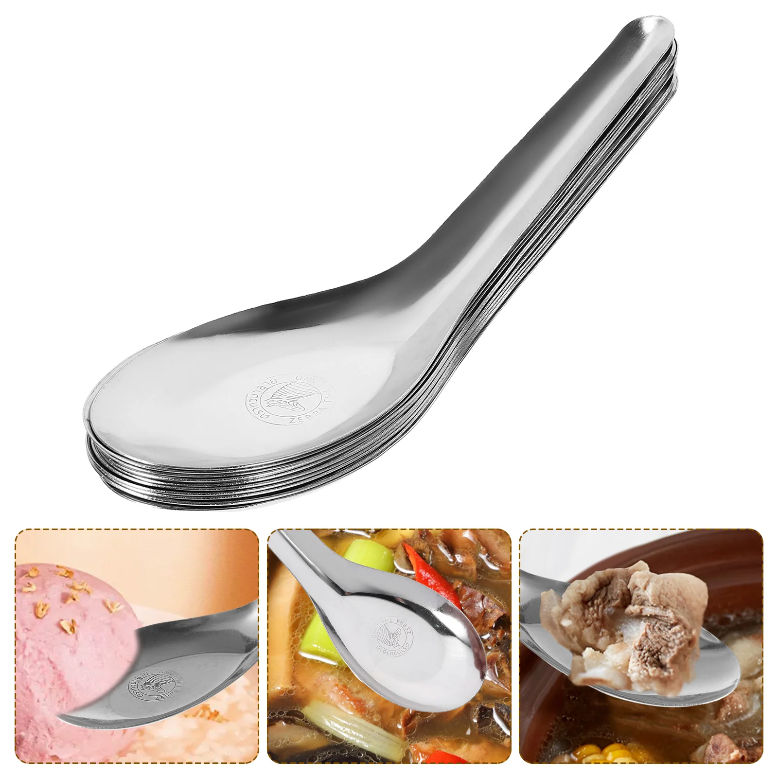 10 Pcs Silverware Flat Bottom Spoon Replaceable Food Dinner Multi-function Metal Spoons Dessert Small for Child