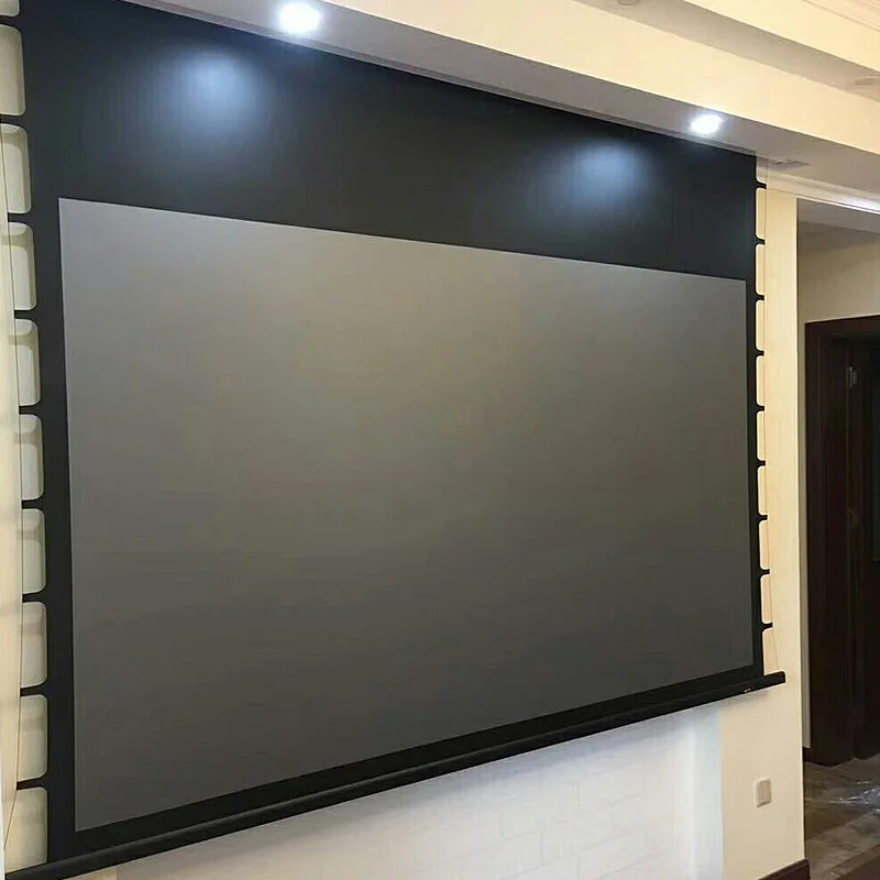 100-120inch Motorized Electric Drop Down ALR Projection Screen Black Crystal Motorzied Tab-tension Screen for Normal Projector
