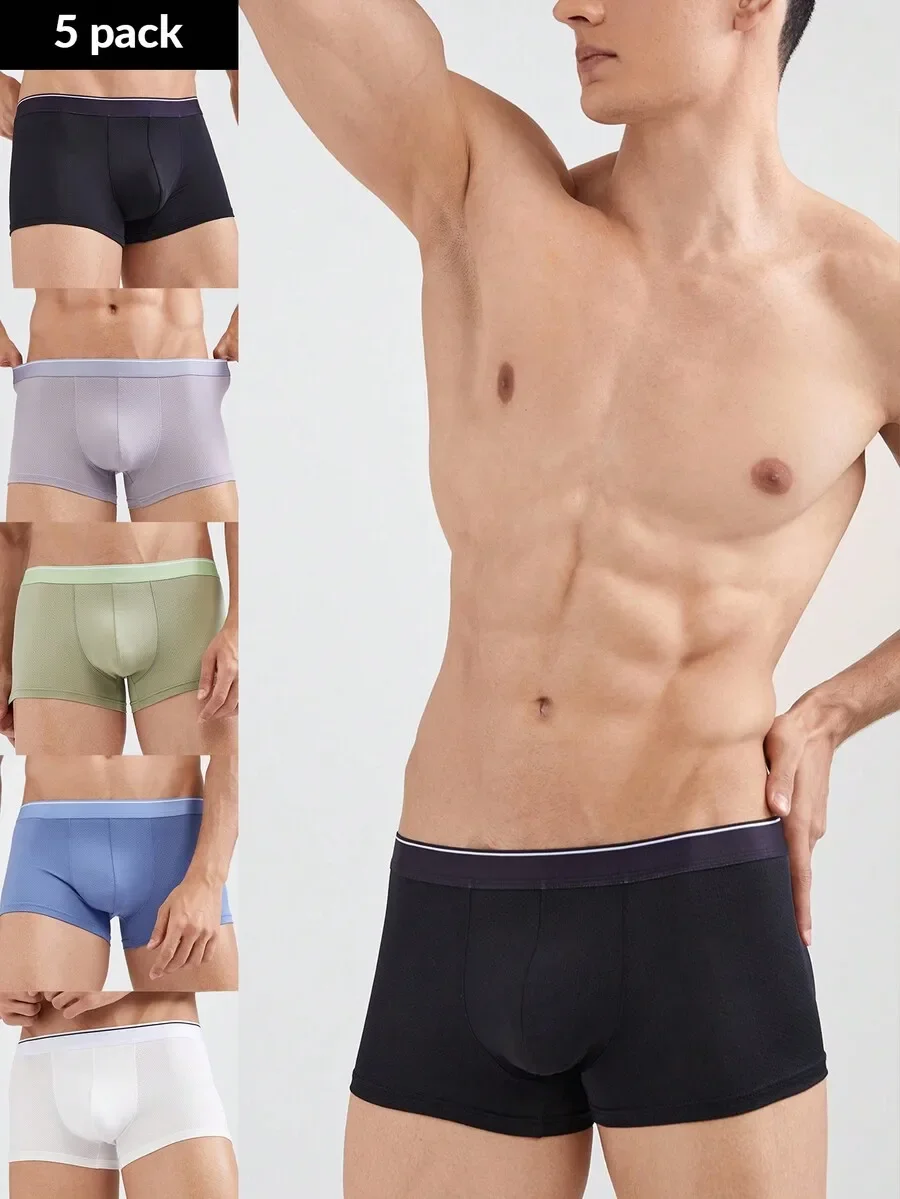 

Mens Plain Boxer Shorts Pack Of 5 Solid Color Comfortable Daily Underwear