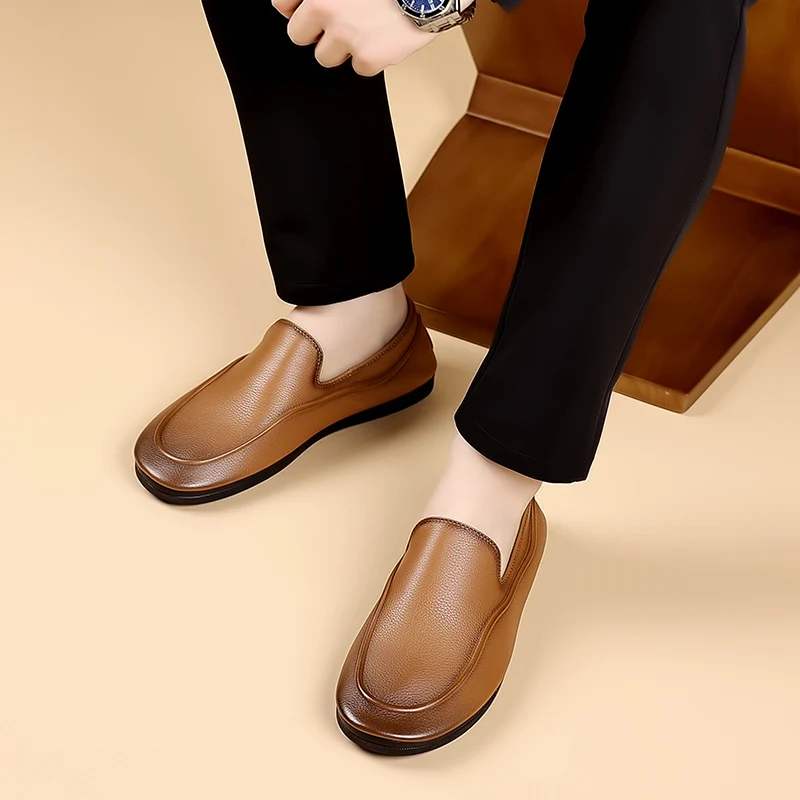 

Men's flat high-quality shoes Comfortable gentleman luxury style Party or work fashion party genuine leather New Versatile