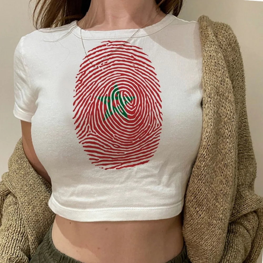 Maroc Morocco crop top women summer japan baddie scene  party shirt cheap japanese party