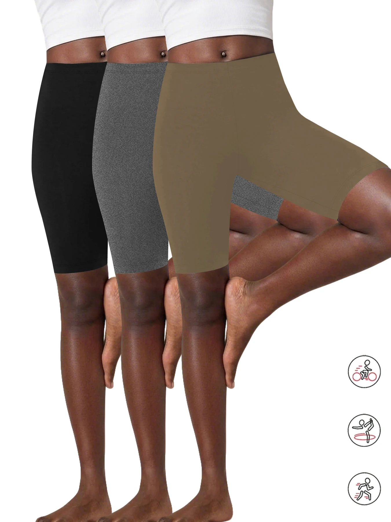 

Комплект из 3-х женских супермягких велосипедных шорт с высокой эластичностью, непрозрачные, для тренировок, бега, йоги, спорта, с внутренней длиной штанин 6 дюймов, с эффектом пуш-ап, для фитнеса и спортзала