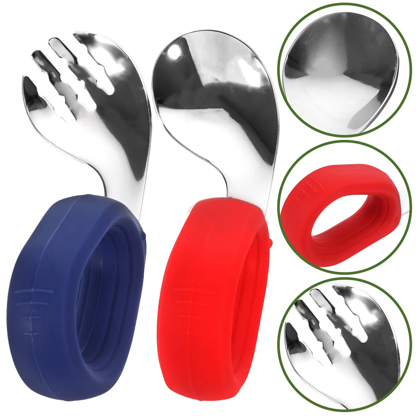 

Набор из 1 предмета: детская ложка и вилка из нержавеющей стали, гибкие столовые приборы для малышей, для обучения самостоятельному приему пищи, легкие, с эргономичной ручкой