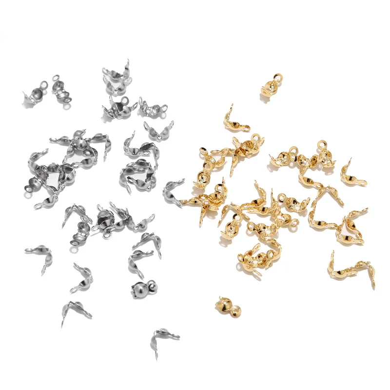 100pcs Stainless Steel 7.4mm Side Clamp On Bead Tip Covered Ball Chain Connector End Caps Crimps For DIY Jewelry Making Findings