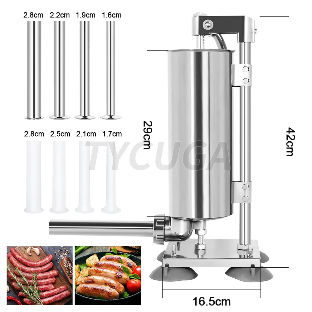 Embutidora de salchichas de 4L, máquina Manual Vertical de acero inoxidable para el hogar, máquina para hacer salchichas, relleno de jeringa para salchichas, máquina para hacer carne
