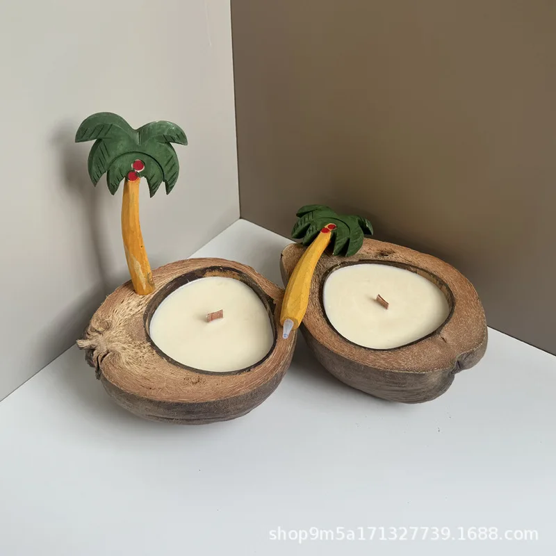 Natural boat-shaped coconut shell aromatherapy candle niche romantic high-end birthday gift - Image 2