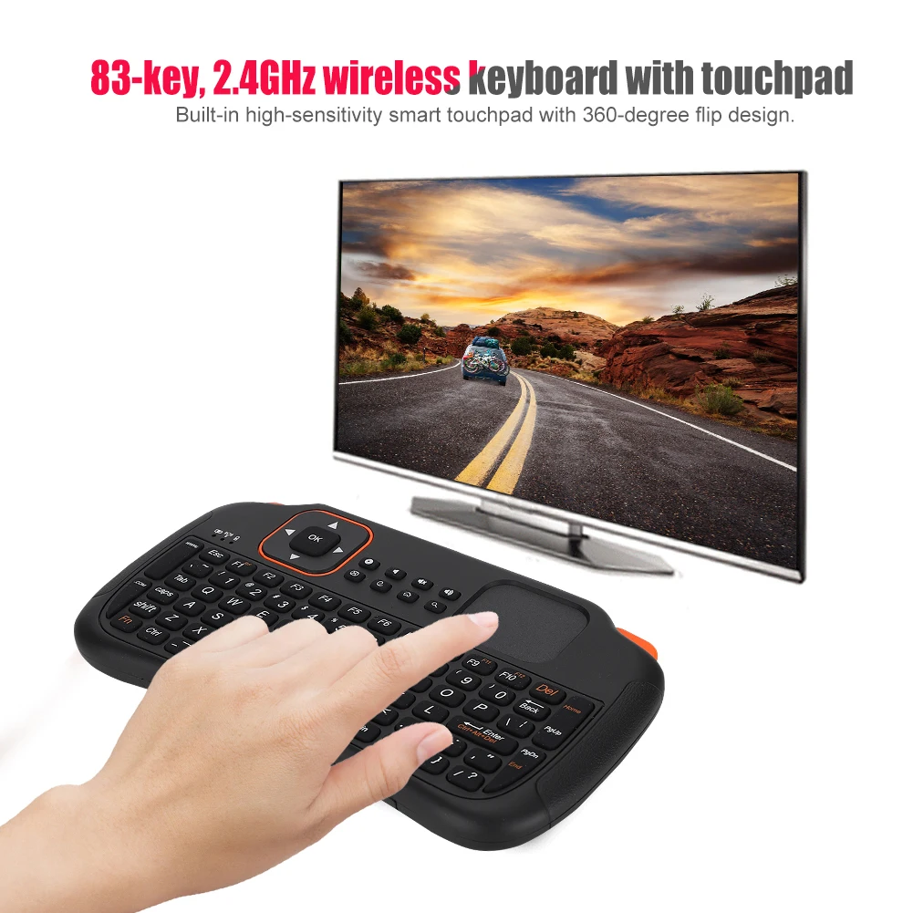Teclado inalámbrico 2,4G para Control remoto, miniteclado USB de 83 teclas con panel táctil