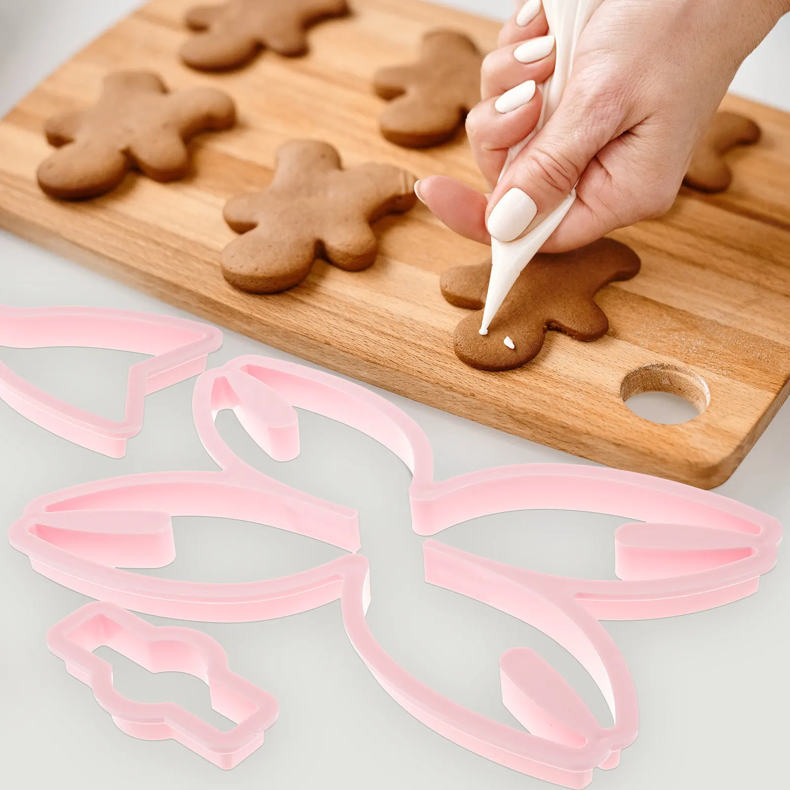 

1Set Bow Mold Set Food Safe Plastic Easy Clean Reusable Cookie Cake Fondant Decor Baking Tool for DIY Family Cooking