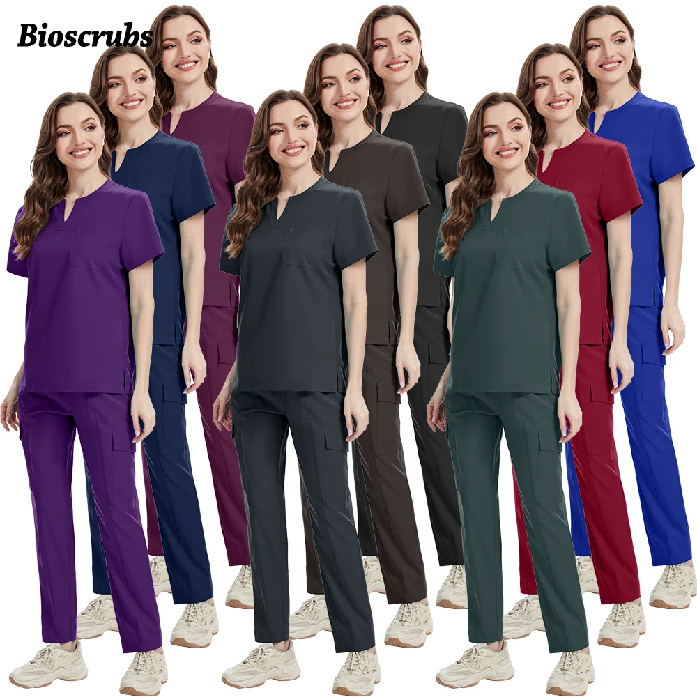 

Medical Scrub Set Women Uniform New Doctor Nurse Surgical Uniform Durable Dental Pediatric Quick-Dry Healthcare Service Workwear