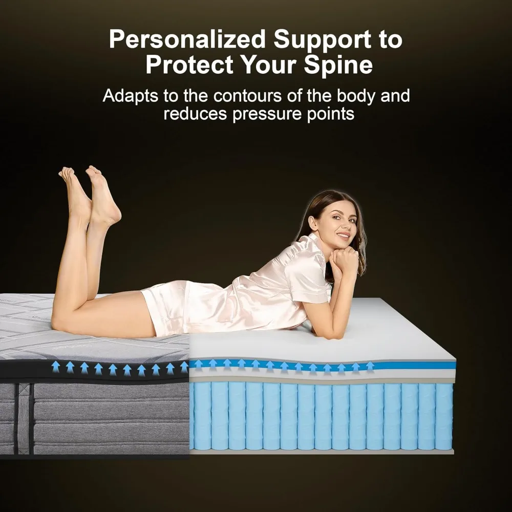 مرتبة هجينة من الإسفنج الجل الأوروبي المتوسط الثابت - حجم كامل 14 بوصة لتخفيف الضغط، دعم الحافة المقواة، ملفوف بسهولة #5