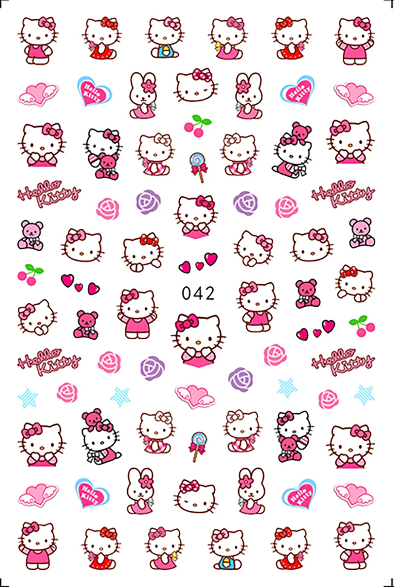 1PCS Cartoon Hello Kitty Nail Stickers 3D Sanrio Nail Art Decoration Anime Stickers For Nails Cute Kuromi Press On Nails Sticker