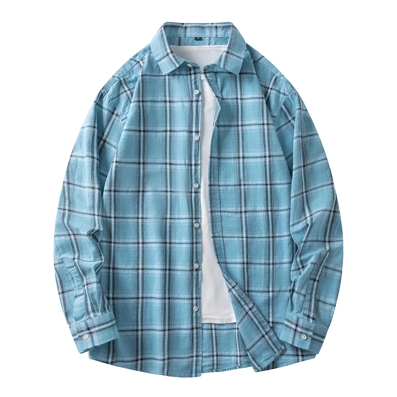 Männer Hemd Plaid 100% Baumwolle Flanell Langarm Oversize Lose Frühling Herbst Straße Casual Business Männlich Bequeme Kleid Hemd – Detail 11