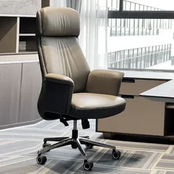 Leather Office Chair Floor Armrest Ergonomic Computer Executive Back Modern Support Chairs Leisure Cadeira Design Furniture