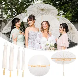 60/84cm Wedding paper umbrellas White DIY Chinese Paper umbrella Wooden handle Parasol Umbrellas Baby Shower Party Wedding Props