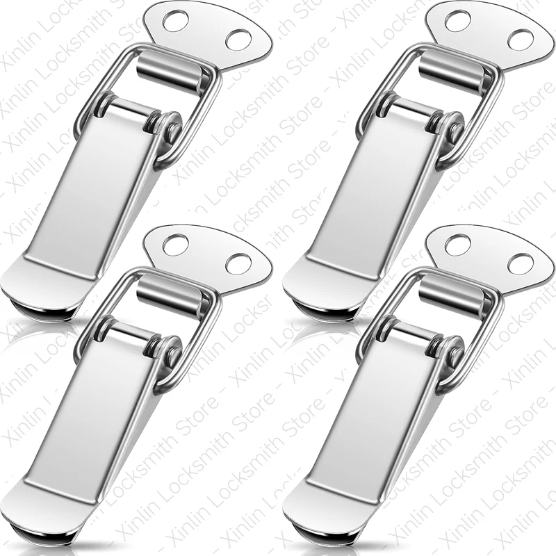 2/4/6/8 Pieces Hasp Clamp Clip Lock Silver Duck Mouth Latch Flat Spring Loaded Toggle Latch Catch for Tool Box Chest Wooden Case