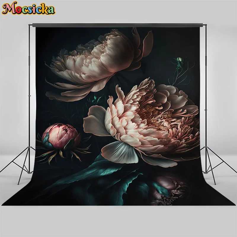 

Mocsicka Newborn Kids Birthday Photography Backdrop Spring Flowers Photo Booth Background Photocall Abstract Texture Banner