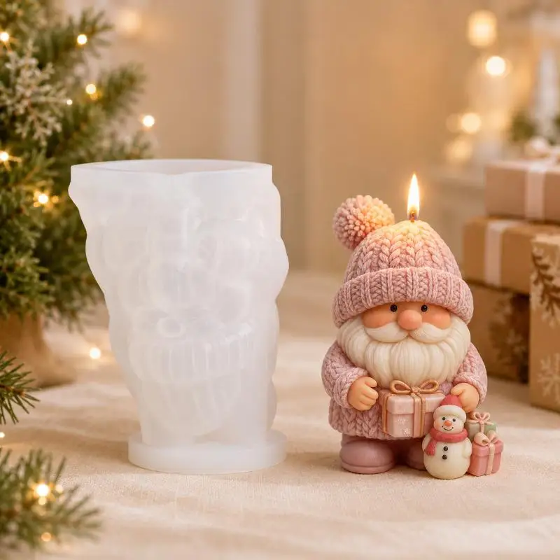 3D Christmas Gnome Snowman Gift Silicone Candle Mold DIY Scented Candle Holiday Home Decor Craft Making Tool