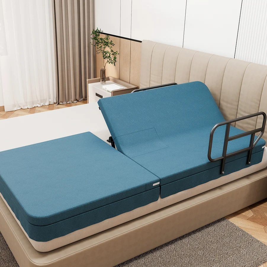 Multifunctional single electric adjustable auxiliary rollover nursing bed with foam mattress