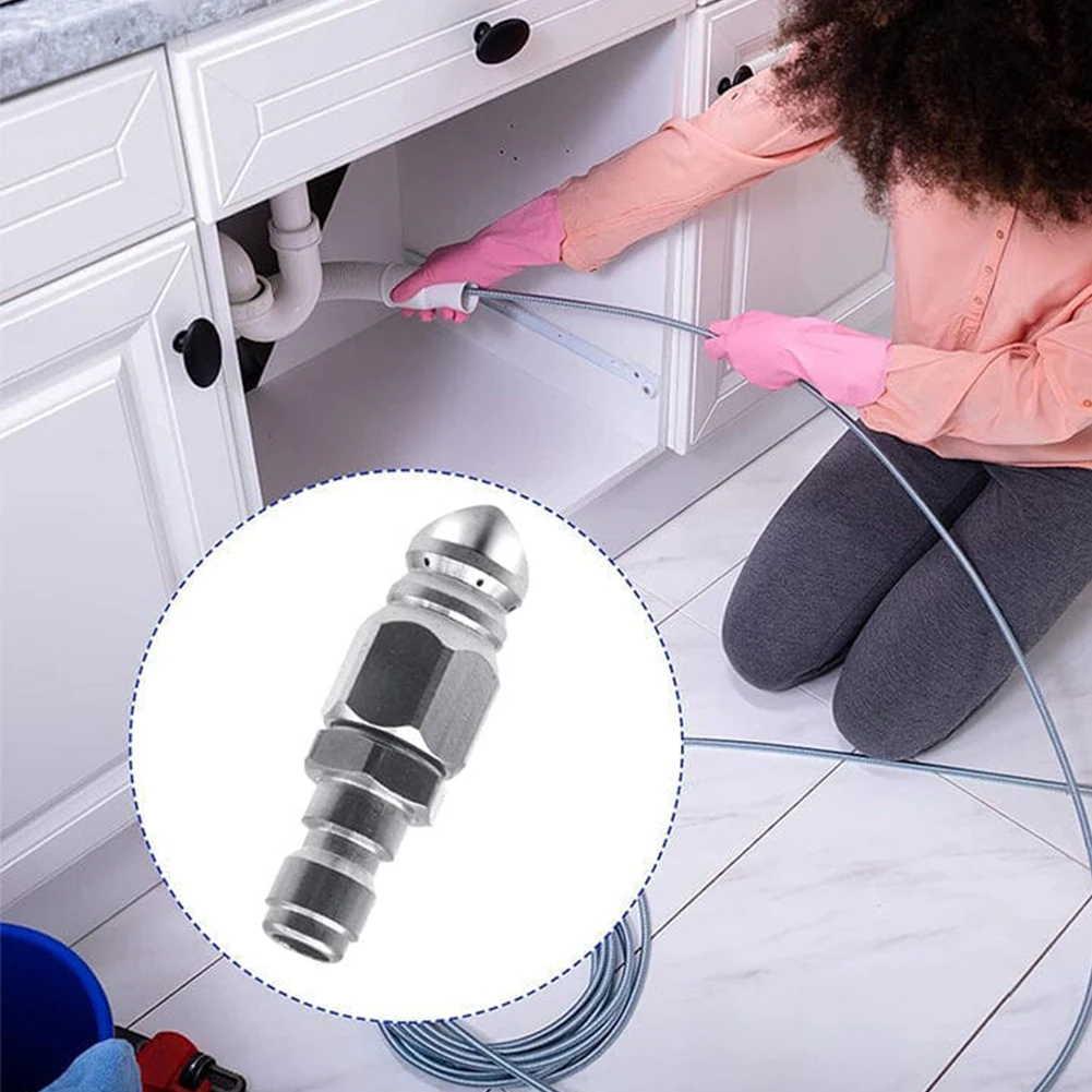 

2 PCS Pressure Washer Sewer Jetter Nozzle 1/4inch Quickly Connector Stainless Steel Pressure Drain Jet Hose Nozzle