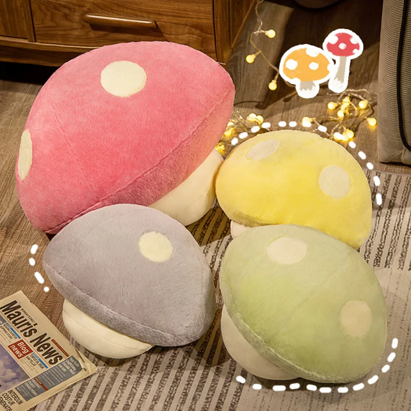 Colorful Mushroom Plush Toys Cute Stuffed Plants Plushies Dolls Soft Huggable Pillow Home Decoration Girlfriend Birthday Gifts