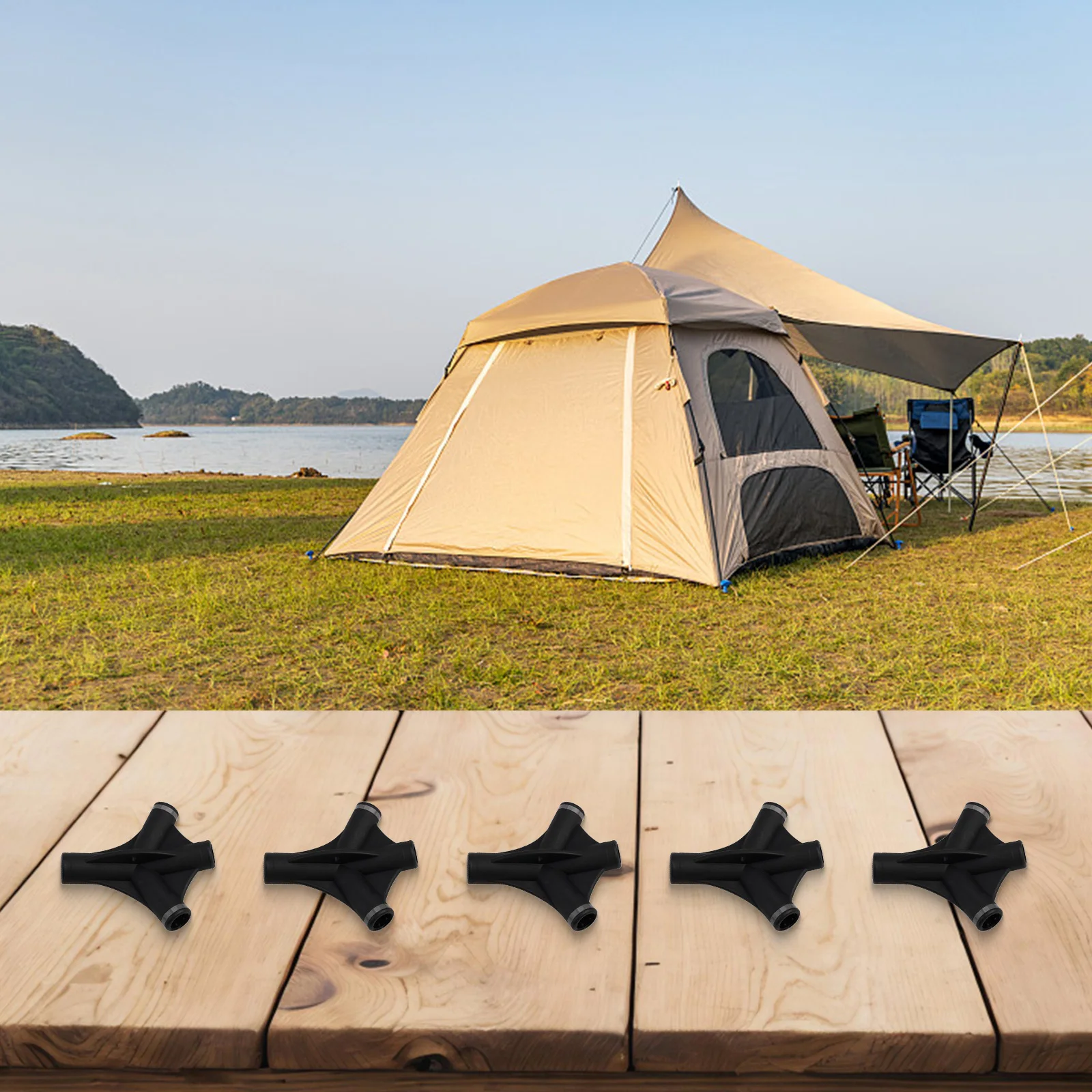 

5pcs Tent Pole Joint Connectors for Camping Tent Frame Repair Plastic Tent Support Rod Replacement Accessories
