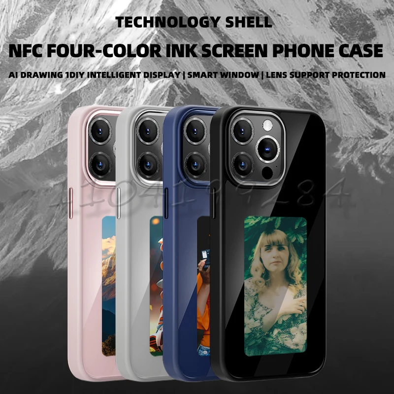 Función NFC DIY caja de tinta electrónica para iPhone 16 15 14 13 Pro max caja de pantalla de 3,7 pulgadas proyección de transmisión inalámbrica