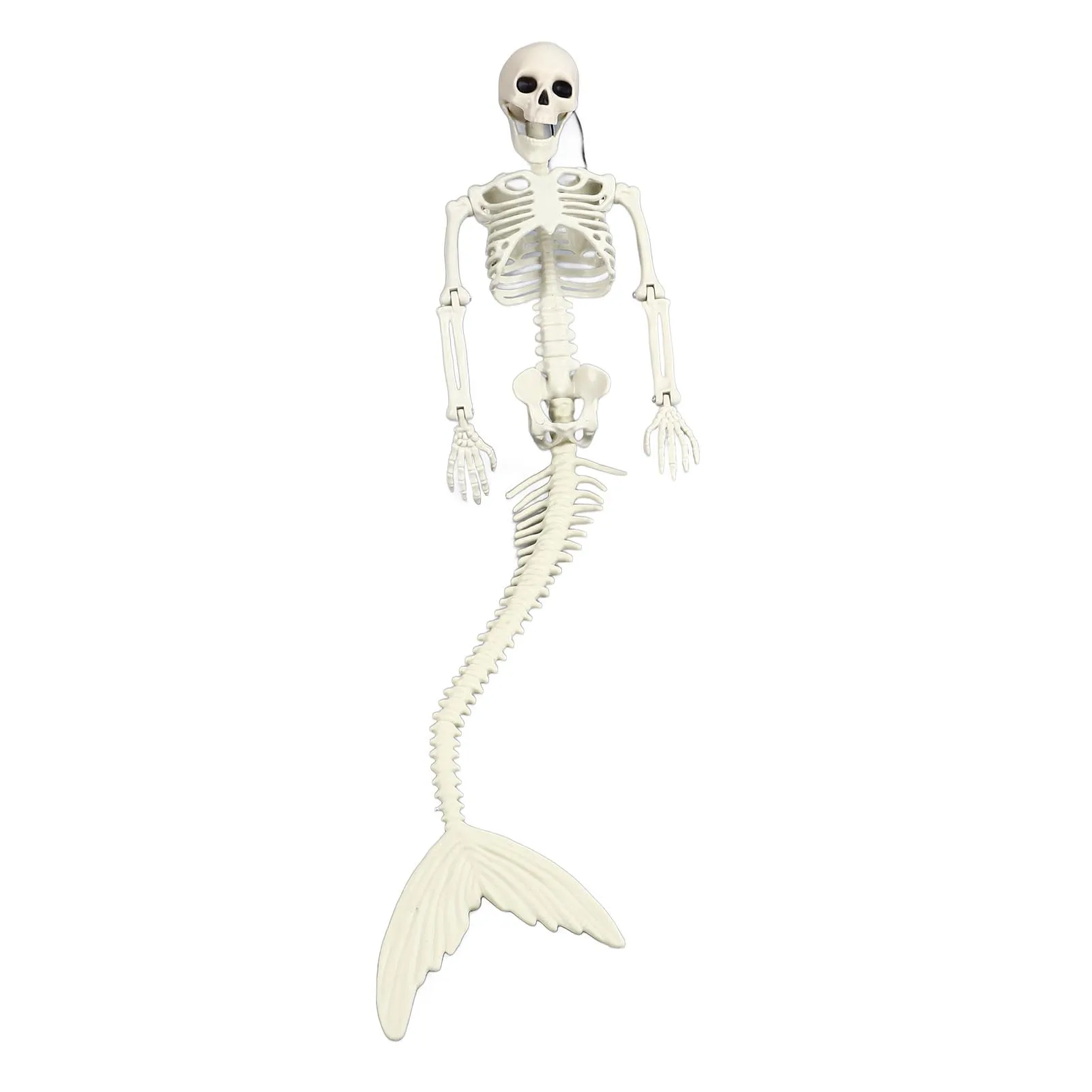 Halloween Mermaid Skeleton Skull Decor Spooky Scene Decorations Movable Posable Joints Realistic Full Body Skeleton Mermaid Prop