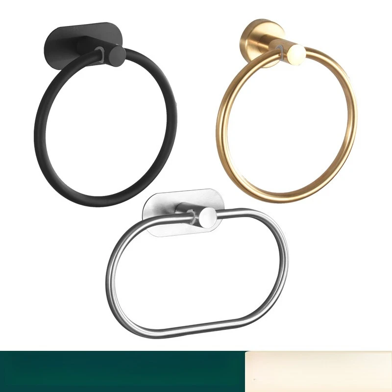 

No Drill Bathroom Towel Ring Oval Wall Mounted Stainless Steel Hanger for Bathroom Decor