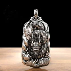 Colgante de animales míticos en relieve Vintage para hombres, Gargantilla masculina, accesorios populares, collar de dragón del zodiaco, regalo de joyería