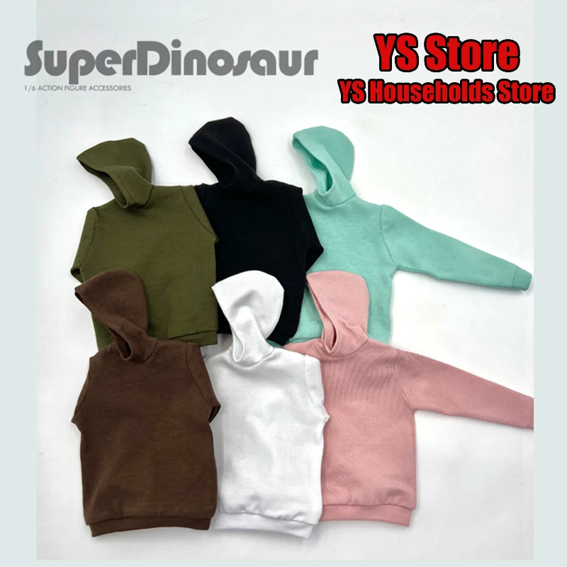 Superdinosaur Original 6 Colors 1/6 Man Soldier Solid Color Casual Hooded Coat Top Pink Fashion Clothes Accessory Fit 12