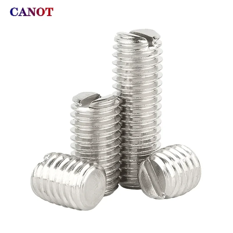 10/ 20/ 50pcs M2 M2.5 M3 M4 M5 M6 M8 304 Stainless Steel Slotted Head Set Screw Flat Point Set Grub Screw Headless Set Screws