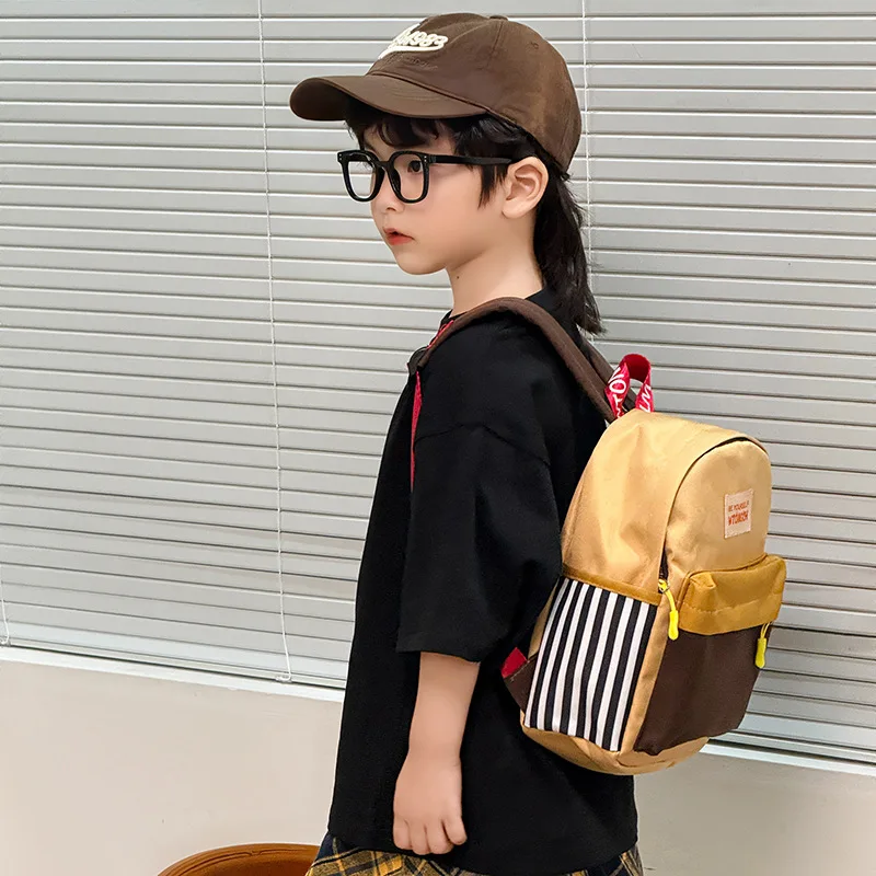 Pastel Color Block Backpack for Kindergarten,Lightweight Mini Backpack for Toddler Boys Girls,Cute Casual Children School Bag