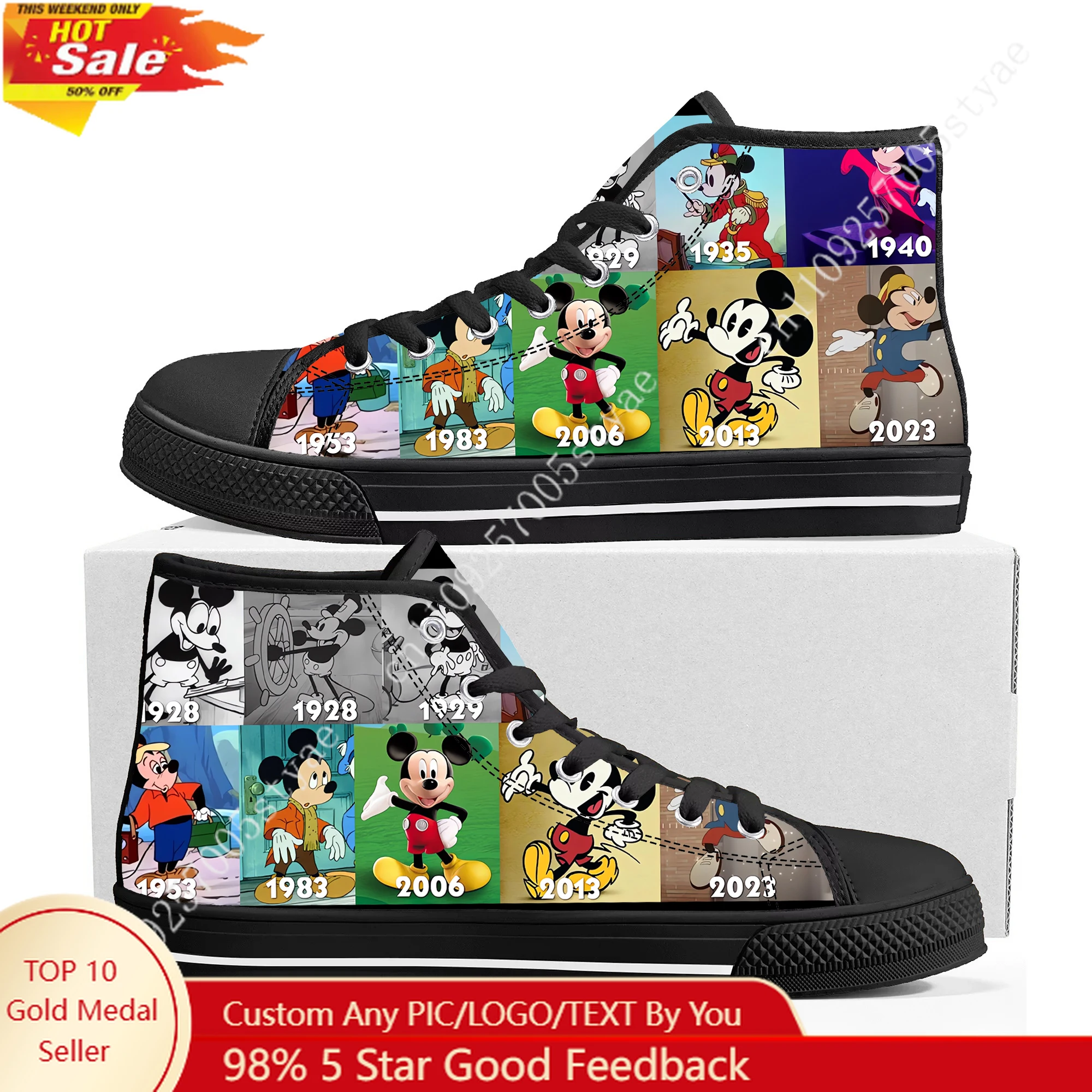 

Disney Mickey Mouse High Top High Quality Sneakers Mens Womens Canvas Sneaker Ghana Hiking Fashion Casual Shoes Custom Shoes