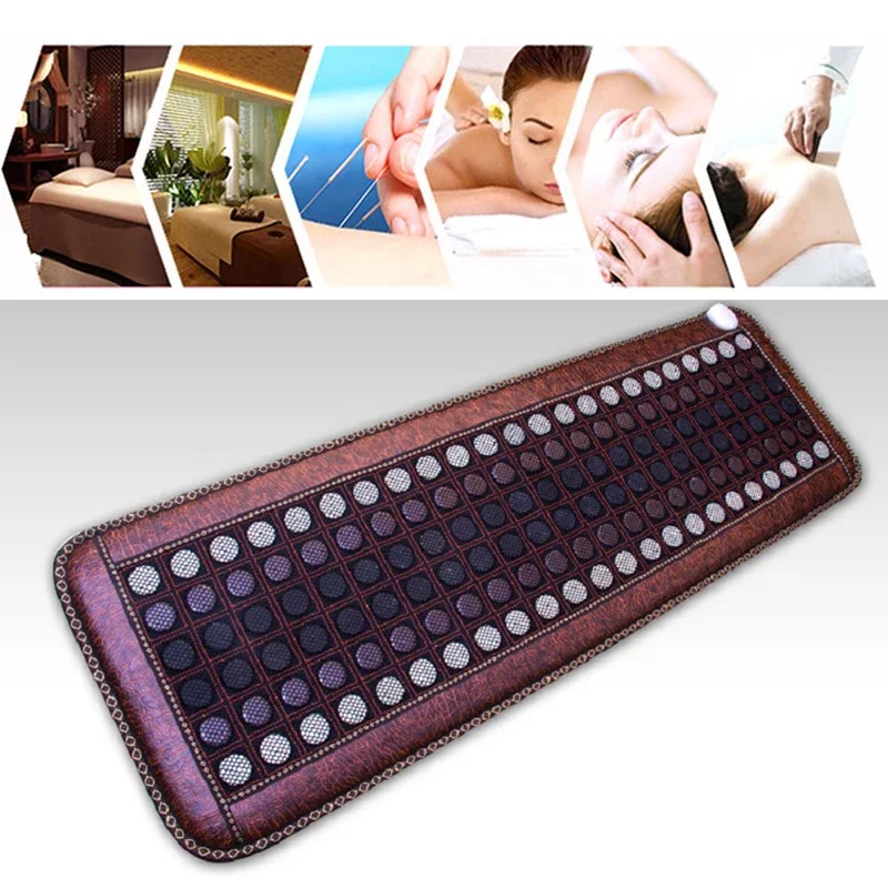 Brown jadeite heating mat with stone tourmaline hyperthermia - negative ions - mesh mat with adjustable timer and temperature