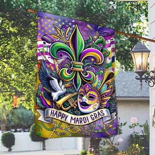 Happy Mardi Gras Louisiana Flag Graden Flag FFLCCE ZZA