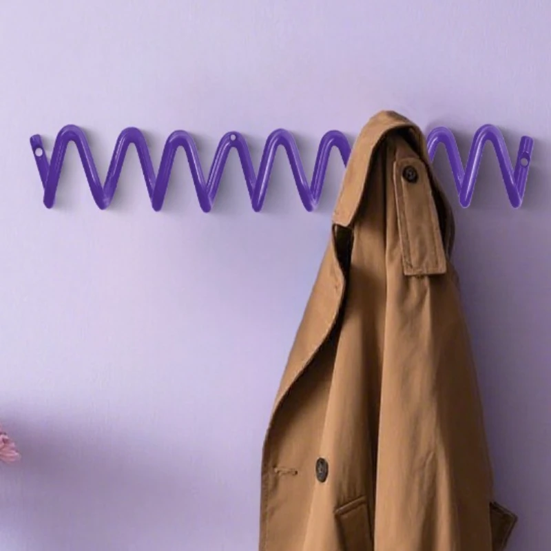 Wall Mounted Coat Rack Iron Clothes Hanger Modern Hall Wave Clothing Racks Aesthetic Wall Organizer Hook Living Room Furniture