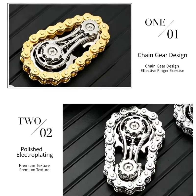1/2 Pcs Metal Wheel Chain Tooth Chain Gyroscope Fingertip Gyroscope Creative Stress Relieving Toy