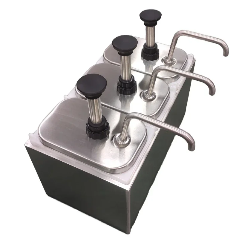 Commercial Stainless Steel Warm Sauce Dispenser 2L*3 Rectangle Cheese Pump for Hotel & Restaurant Use