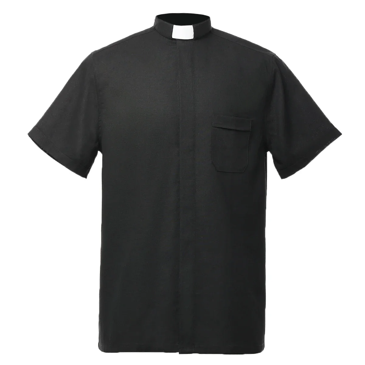 Black Priest Shirt Catholic Church Adult Clergy Pastor Shirts Tops Tab Collar Choir Blouse