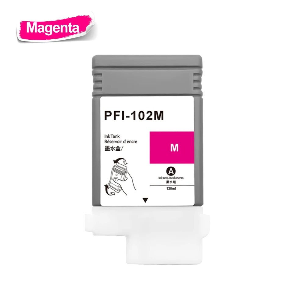 Cartucho de tinta com chips e tinta, adequado para Canon IPF500, IPF510, IPF600, IPF605, IPF610, IPF700, IPF710, IPF720, PFI102, 130ml por PC