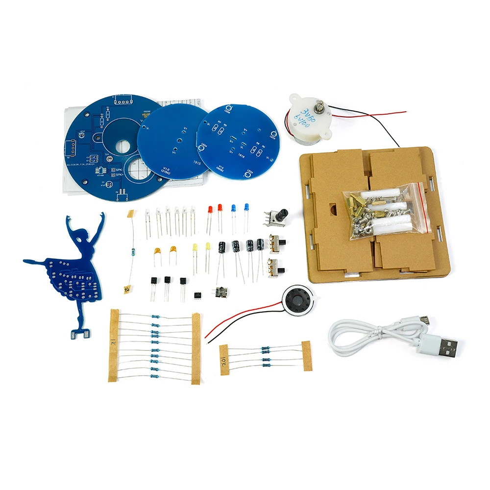 

Вращающаяся музыкальная шкатулка постоянного тока 5 В, балетная девушка, сварочная практика, потоковой светильник, подвеска, электронный комплект «сделай сам», детали для практики сварки, микро USB