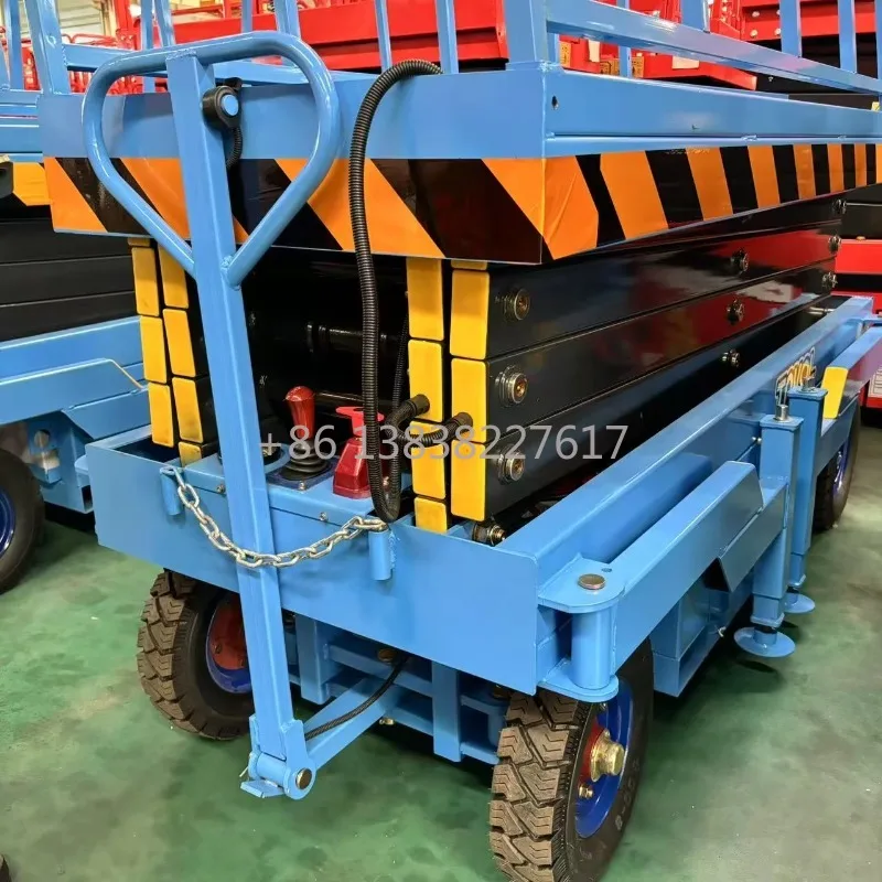 Semi-automatic Aerial Platform 500kg Hydraulic Scissor Lift 6m 8m 10m 12m 14m 16m Traction Skylift