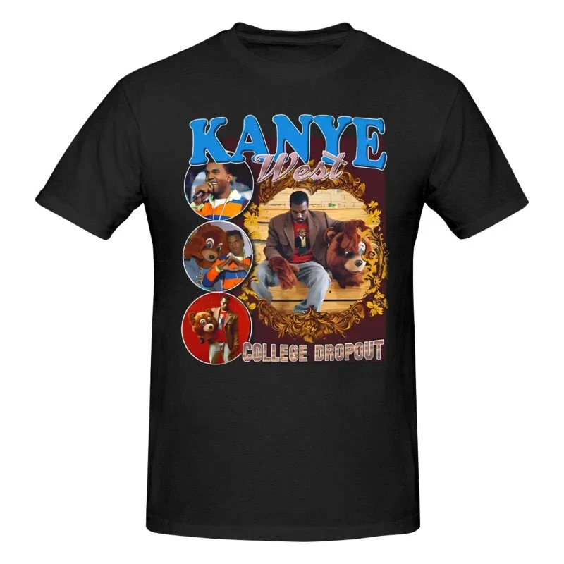 

Kanye West Rapper Bear Graphic Cotton T-shirt Unisex Men Women Hip Hop Fashion Big Size Top Casual Short Sleeve Streetwear Tee