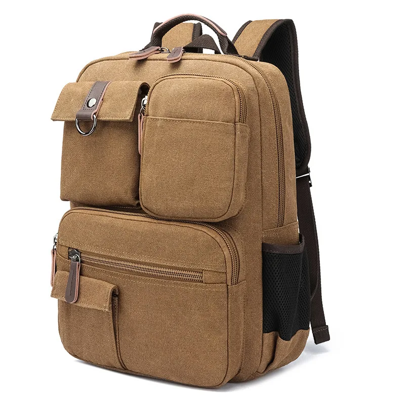 New Men Canvas Backpack Shoulder Bag Students Leisure Bag Computer Bag School Mochila Teenagers 15inch Laptop Rucksack