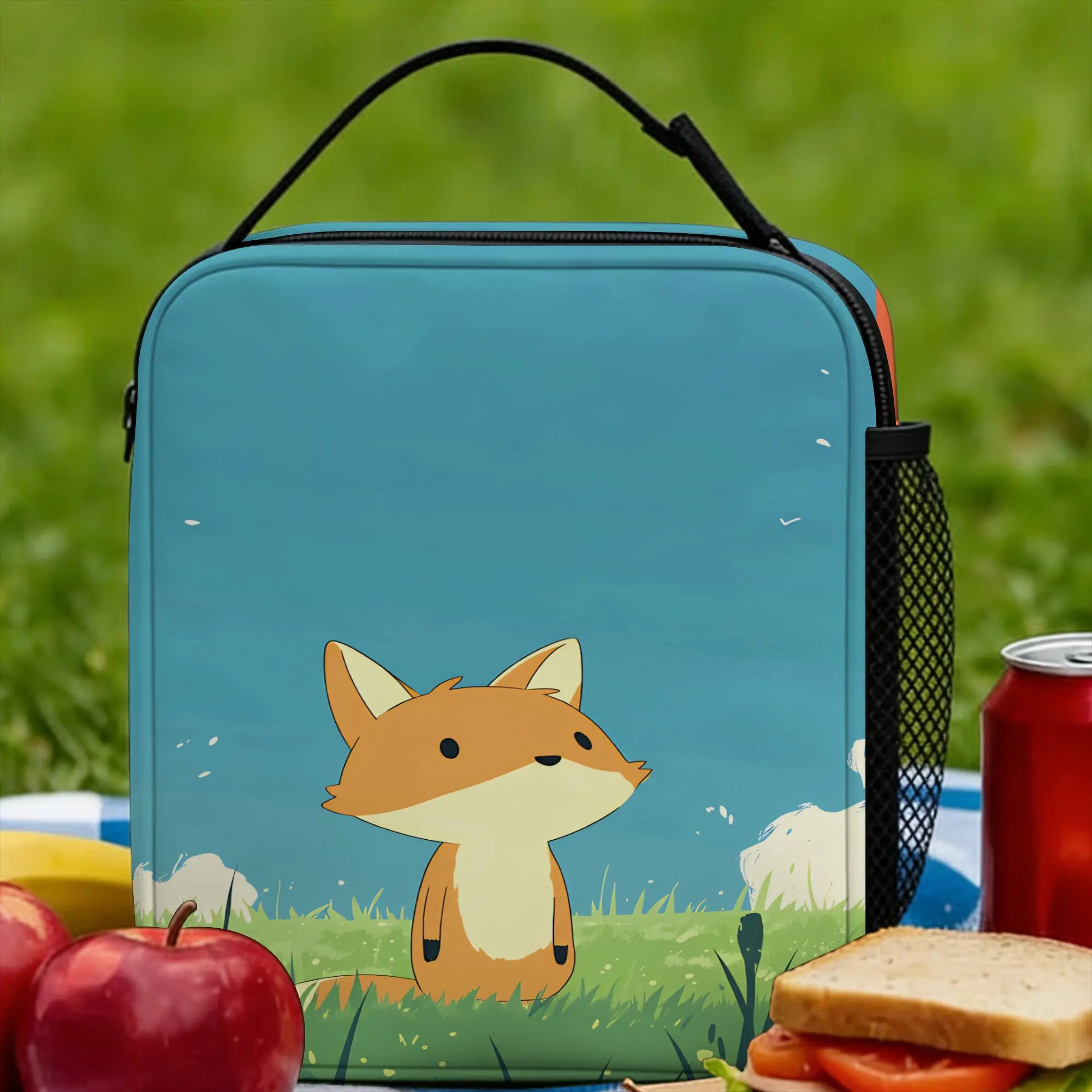 Cute Fox Lunch Bag  Fun Lunch Box For Girls School Portable Insulated Cooler Bag Waterproof Print Thermal Tote Handbags