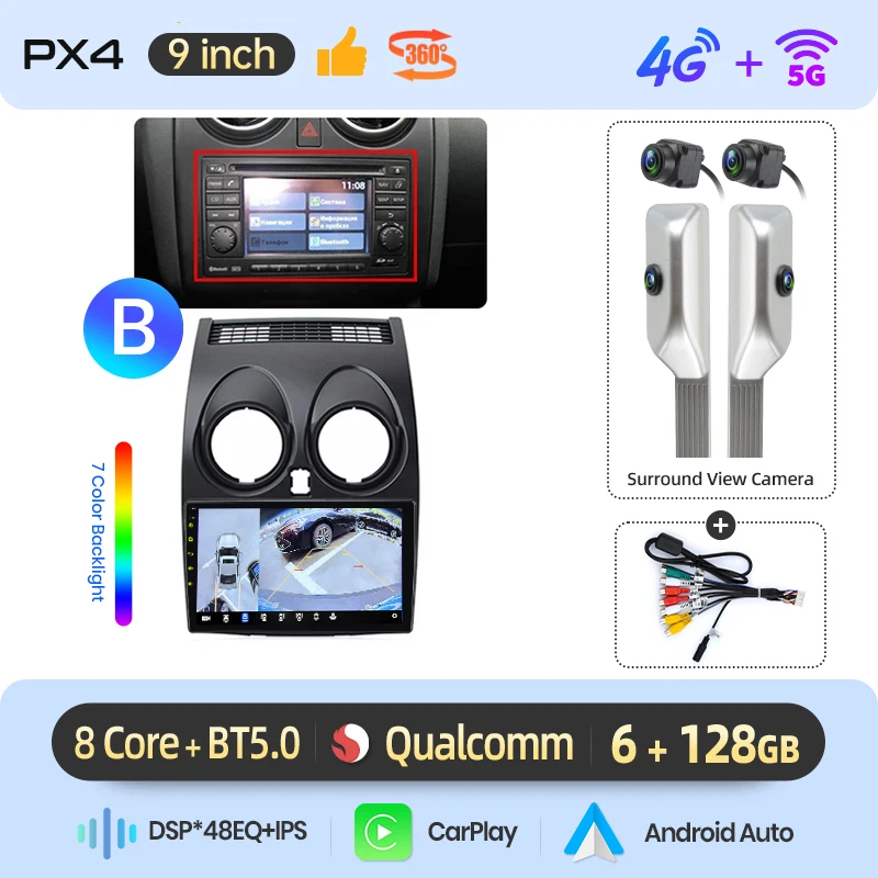 AWESAFE Draadloze CarPlay Android Auto Radio voor Nissan Qashqai J10 2006-2013 GPS Auto Navigatie Plug and Play met SWC RDS DSP