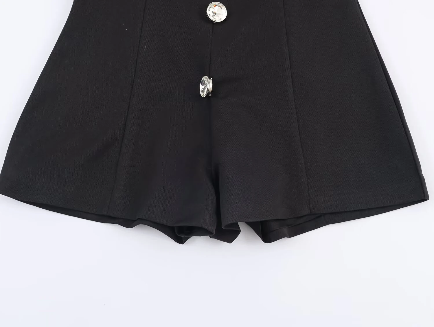 2025 winter new spicy girl style jewelry button decoration slim fit round neck short sleeved jumpsuit