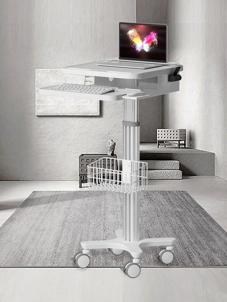 

ABS Medical Check RV Mobile Cart Plastic Workstation Adjustable Pneumatic Type Medical Trolley Cart With Basket Hospital Office